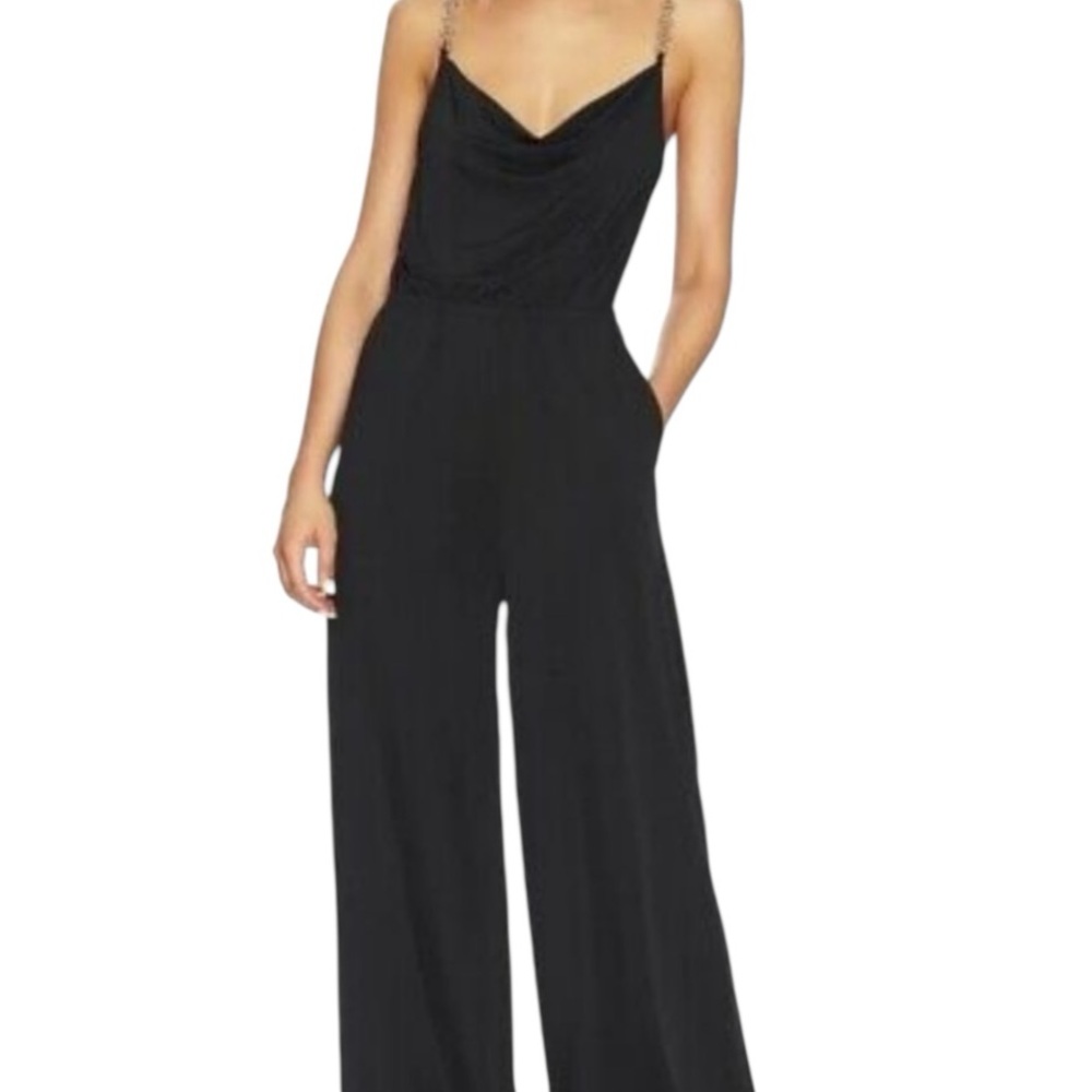 Jason Wu Emmett Black Cowl Neck Jumpsuit Size M Jewel Straps Dressy - Picture 3 of 13